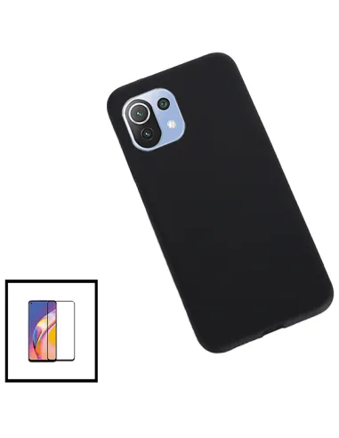 Kit Vidro Premium Full Cover + Capa Silicone Líquido para Xiaomi Mi 11 Lite