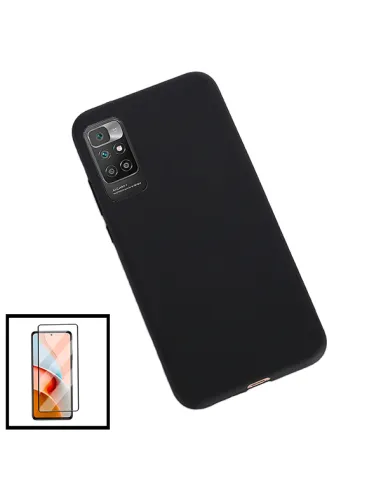 Kit Vidro Premium Full Cover + Capa Silicone Líquido para Xiaomi Redmi 10