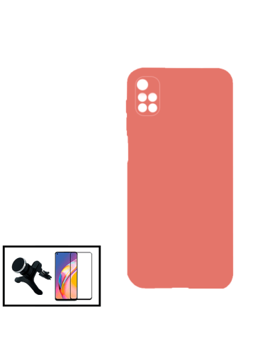 Kit Película de Vidro Temperado 5D Full Cover + Capa Silicone Líquido + Suporte Magnético de Carro Reforçado para Xiaomi Redmi 1