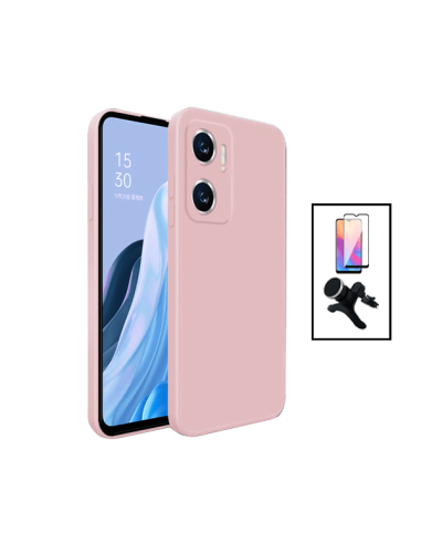 Kit Película de Vidro Temperado 5D Full Cover + Capa Silicone Líquido + Suporte Magnético de Carro Reforçado para Xiaomi Redmi 1