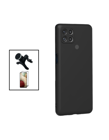 Kit Película de Vidro Temperado 5D Full Cover + Capa Silicone Líquido + Suporte Magnético de Carro Reforçado para Xiaomi Redmi 9