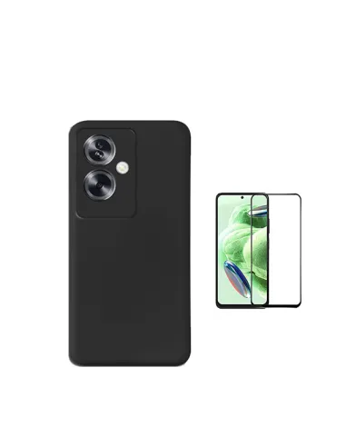 Kit Vidro Premium Full Cover + Capa Silicone Líquido  para Oppo A79 5G - Preto