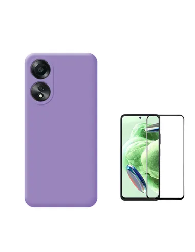 Kit Vidro Premium Full Cover + Capa Silicone Líquido  para Oppo F23 5G - Roxo