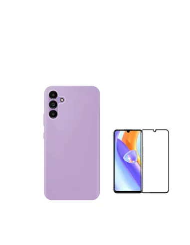 Kit Vidro Premium Full Cover + Capa Silicone Líquido  para Samsung Galaxy A05s - Roxo