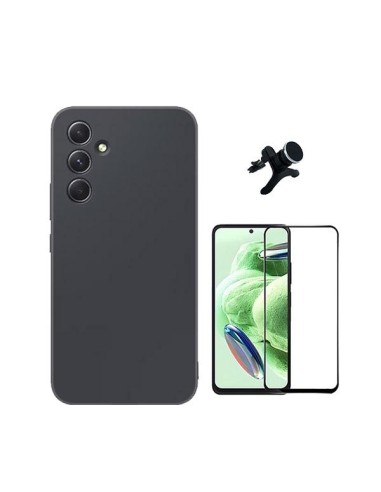 Kit Película de Vidro Temperado 5D Full Cover + Capa Silicone Líquido + Suporte Magnético de Carro Reforçado Phonecare para Sams