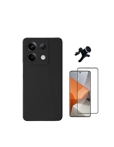 Kit Película de Vidro Temperado 5D Full Cover + Capa Silicone Líquido + Suporte Magnético de Carro Reforçado Phonecare para Xiao