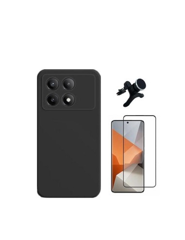 Kit Película de Vidro Temperado 5D Full Cover + Capa Silicone Líquido + Suporte Magnético de Carro Reforçado Phonecare para Xiao