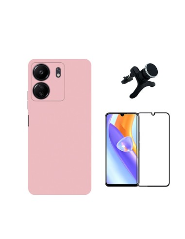 Kit Película de Vidro Temperado 5D Full Cover + Capa Silicone Líquido + Suporte Magnético de Carro Reforçado Phonecare para Xiao