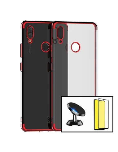 Kit Vidro Premium Full Cover + Capa SlimArmor + Suporte Magnético para Huawei P30 Lite New Edition - Vermelho