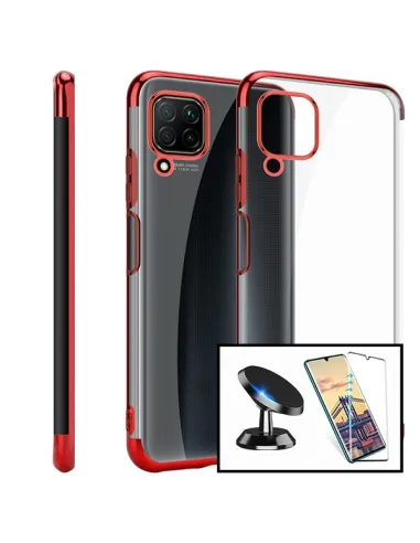 Kit Vidro Premium Full Cover + Capa SlimArmor + Suporte Magnético para Huawei P40 Lite - Vermelho