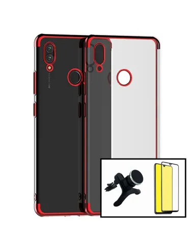 Kit Vidro Premium Full Cover + Capa SlimArmor + Suporte Magnético Reforçado para Huawei P30 Lite - Vermelho