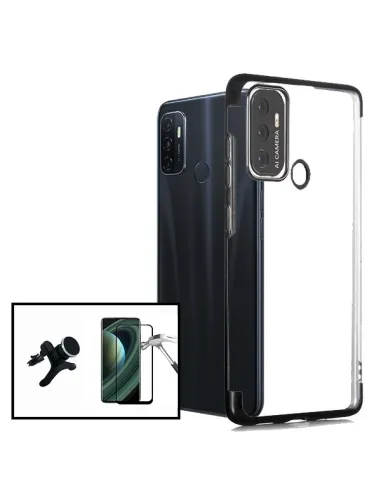 Kit Vidro Premium Full Cover + Capa SlimArmor + Suporte Magnético Reforçado para Oppo A32 - Preto