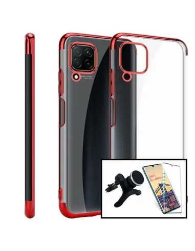 Kit Vidro Premium Full Cover + Capa SlimArmor + Suporte Magnético Reforçado para Samsung Galaxy A21s - Vermelho