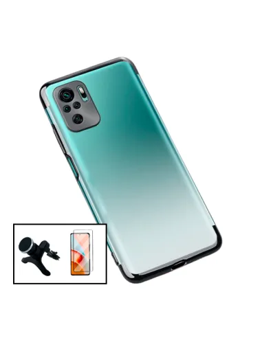 Kit Vidro Premium Full Cover + Capa SlimArmor + Suporte Magnético Reforçado para Xiaomi Redmi Note 10 - Preto