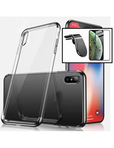 Kit Vidro Premium Full Cover + Capa SlimArmor + Suporte Magnético L para Huawei P Smart 2019 - Preto