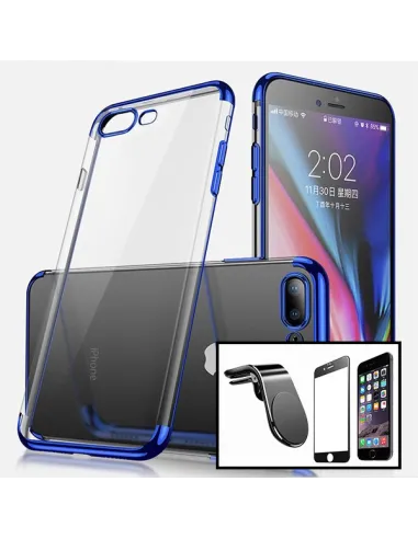 Kit Vidro Premium Full Cover + Capa SlimArmor + Suporte Magnético L para iPhone 7 - Azul