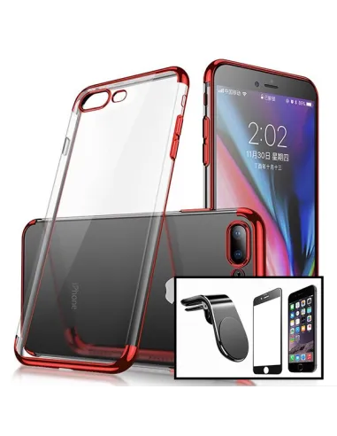 Kit Vidro Premium Full Cover + Capa SlimArmor + Suporte Magnético L para iPhone 8 - Vermelho