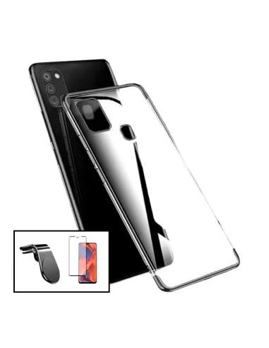 Kit Vidro Premium Full Cover + Capa SlimArmor + Suporte Magnético L para Oppo A15 - Preto