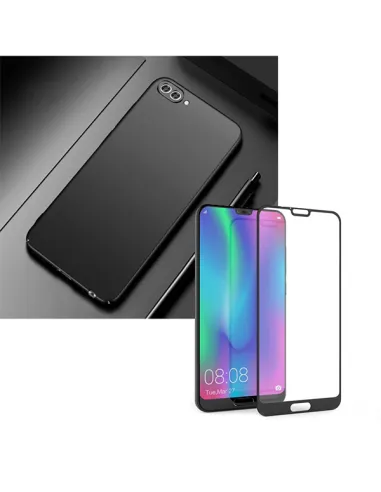 Kit Vidro Premium Full Cover + Capa SlimShield para Huawei Honor 10 - Preto