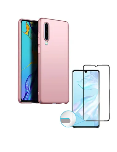 Kit Vidro Premium Full Cover + Capa SlimShield para Huawei P30 - Rosa