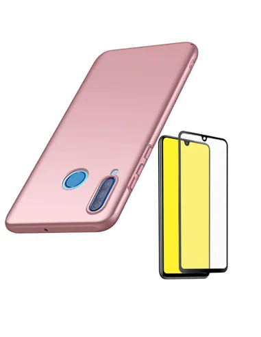 Kit Vidro Premium Full Cover + Capa SlimShield para Huawei P30 Lite - Rosa