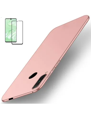 Kit Vidro Premium Full Cover + Capa SlimShield para Huawei Y6P - Rosa