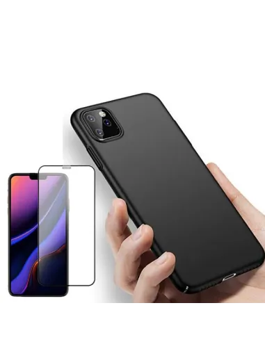 Kit Vidro Premium Full Cover + Capa SlimShield para iPhone 11 Preto