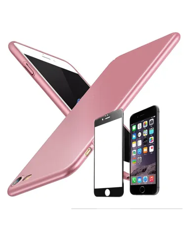 Kit Vidro Premium Full Cover + Capa SlimShield para iPhone 6 / 6S - Rosa