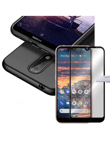 Kit Vidro Premium Full Cover + Capa SlimShield para Nokia 4.2 - Preto