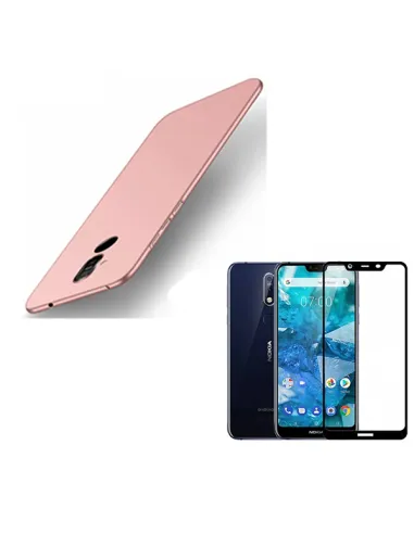 Kit Vidro Premium Full Cover + Capa SlimShield para Nokia X7 - Rosa