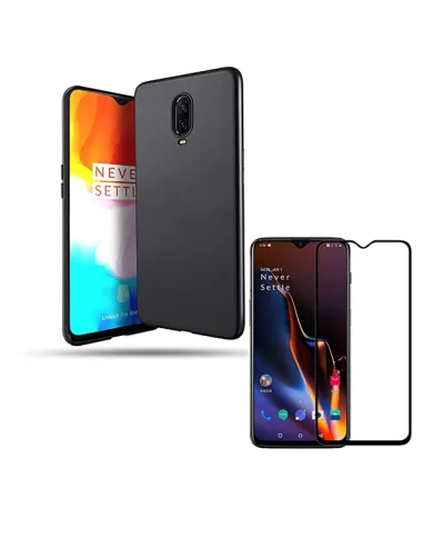 Kit Vidro Premium Full Cover + Capa SlimShield para OnePlus 6T - Preto