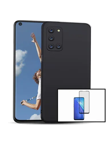 Kit Vidro Premium Full Cover + Capa SlimShield para Oppo A72 - Preto