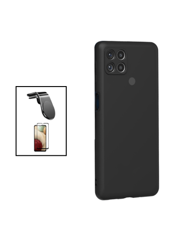 Kit Película de Vidro Temperado 5D Full Cover + Capa Silicone Líquido + Suporte Magnético L Safe Driving Carro para Xiaomi Redmi