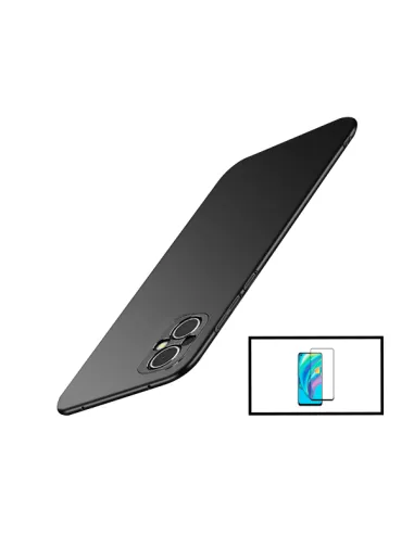 Kit Vidro Premium Full Cover + Capa SlimShield para Oppo Reno7 Lite - Preto