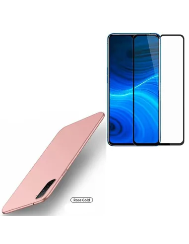 Kit Vidro Premium Full Cover + Capa SlimShield para Realme X2 - Rosa