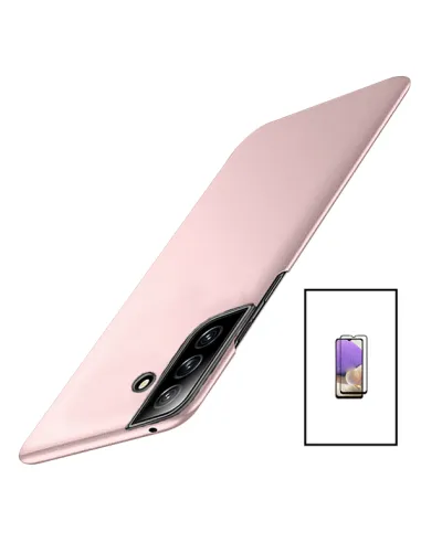 Kit Vidro Premium Full Cover + Capa SlimShield para Samsung Galaxy A14 - Rosa