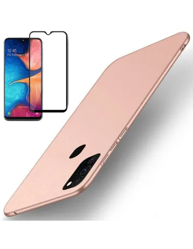 Kit Vidro Premium Full Cover + Capa SlimShield para Samsung Galaxy M21 - Rosa