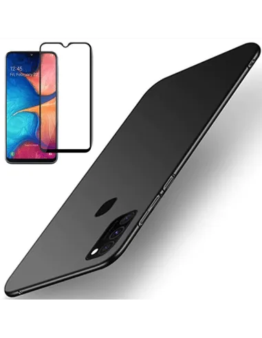 Kit Vidro Premium Full Cover + Capa SlimShield para Samsung Galaxy M30s - Preto