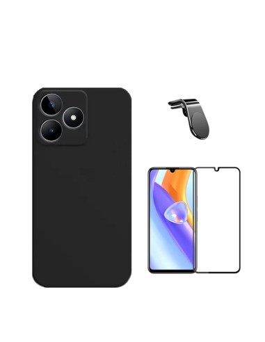 Kit Película de Vidro Temperado 5D Full Cover + Capa Silicone Líquido + Suporte Magnético L Safe Driving Carro Phonecare para Re