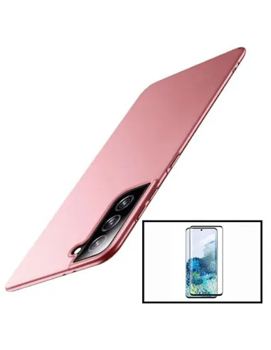 Kit Vidro Premium Full Cover + Capa SlimShield para Samsung Galaxy S21 Ultra 5G - Rosa