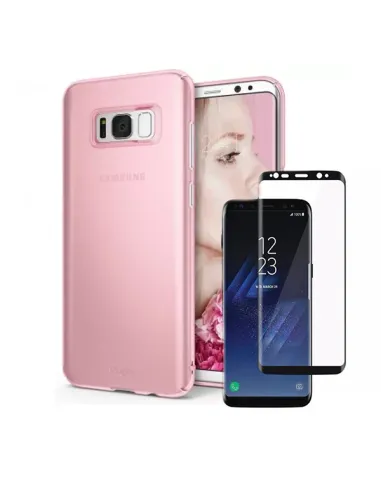 Kit Vidro Premium Full Cover + Capa SlimShield para Samsung Galaxy S9 - Rosa