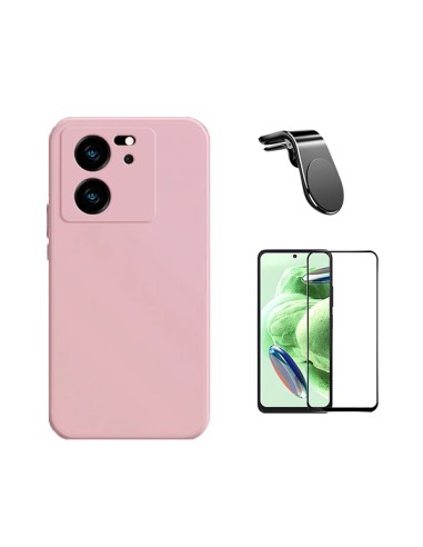 Kit Película de Vidro Temperado 5D Full Cover + Capa Silicone Líquido + Suporte Magnético L Safe Driving Carro Phonecare para Xi