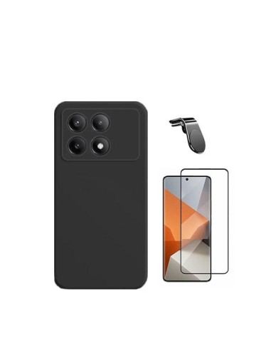 Kit Película de Vidro Temperado 5D Full Cover + Capa Silicone Líquido + Suporte Magnético L Safe Driving Carro Phonecare para Xi