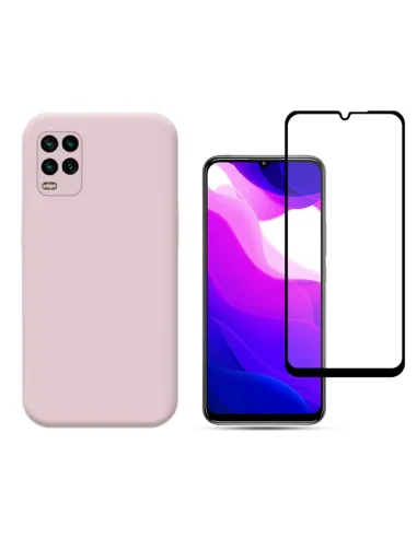 Kit Vidro Premium Full Cover + Capa SlimShield para Xiaomi Mi 10 Lite Zoom - Rosa