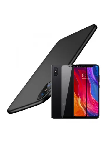 Kit Vidro Premium Full Cover + Capa SlimShield para Xiaomi Mi 8 Pro - Preto