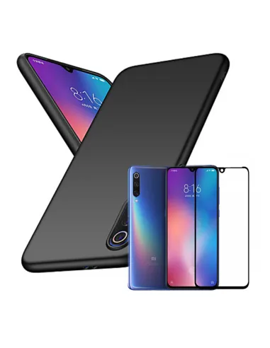 Kit Vidro Premium Full Cover + Capa SlimShield para Xiaomi Mi 9 SE - Preto