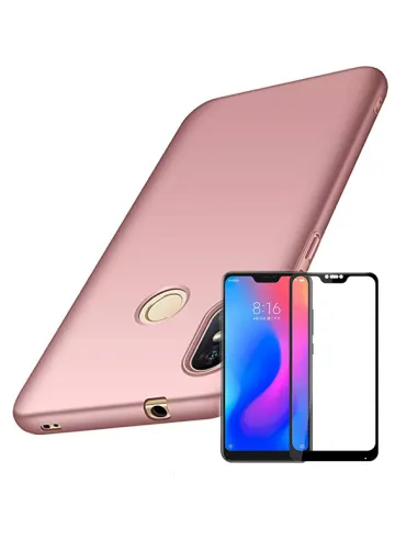 Kit Vidro Premium Full Cover + Capa SlimShield para Xiaomi Mi A2 Lite - Rosa