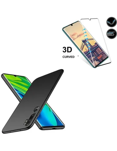 Kit Vidro Premium Full Cover + Capa SlimShield para Xiaomi Mi Note 10 Lite - Preto