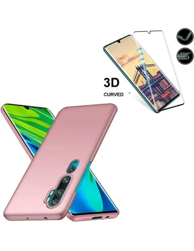 Kit Vidro Premium Full Cover + Capa SlimShield para Xiaomi Mi Note 10 Lite - Rosa