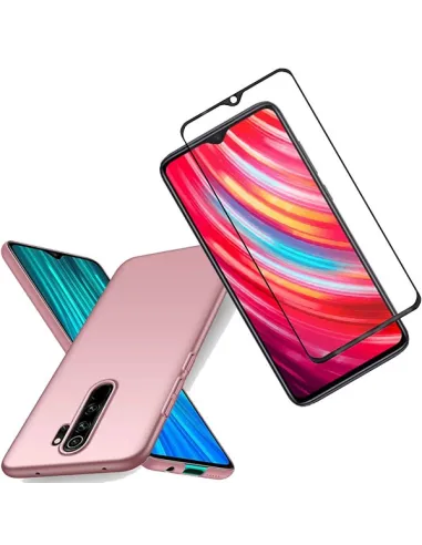 Kit Vidro Premium Full Cover + Capa SlimShield para Xiaomi Mi Note 8T - Rosa